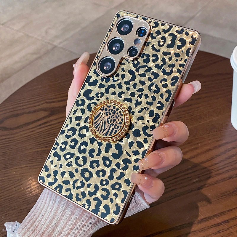 Luxury Leopard Print Stand Case - Shockproof 5G Protection Cover