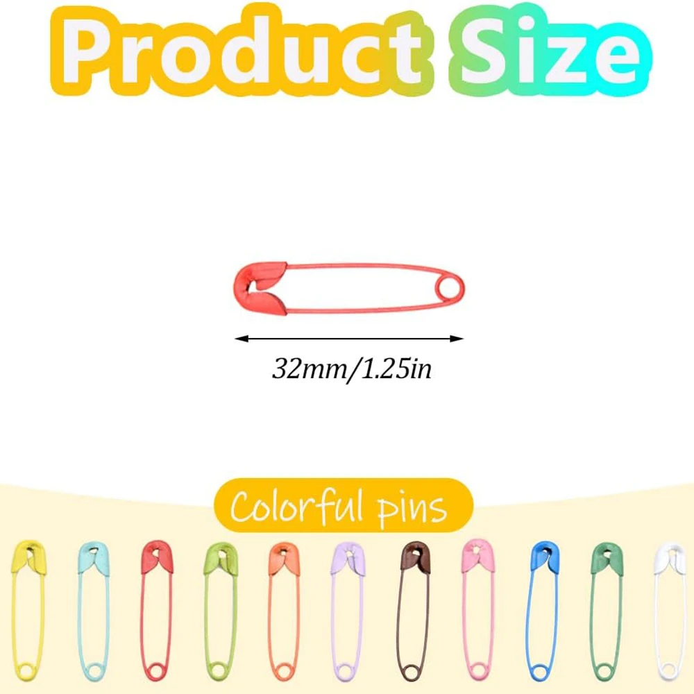 랜덤 컬러 안전 핀, 대량 재봉 핀, 금속 뜨게 스티치 마커, DIY 공예 보석 제작용, 32mm 안전 핀, 100 개