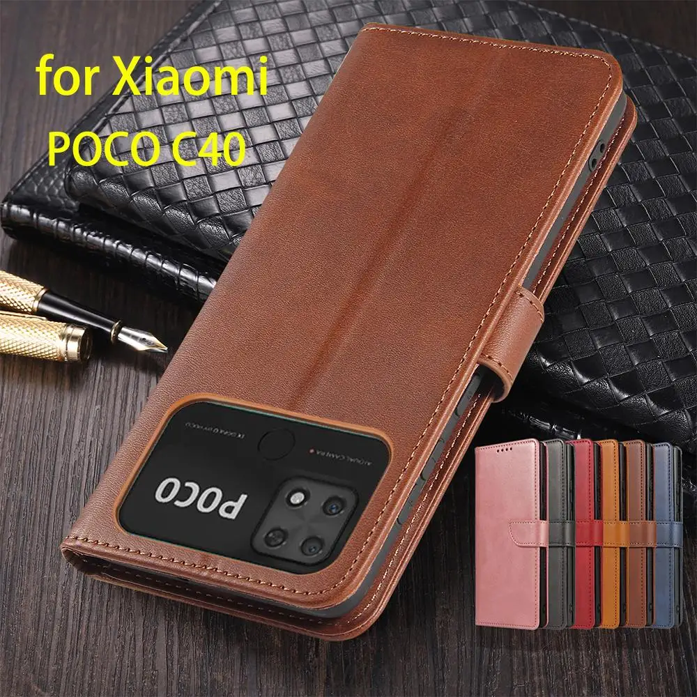 

Чехол-бумажник POCO C40, откидной чехол, кожаный чехол для Xiaomi POCO C40 C 40, чехлы для телефонов из искусственной кожи, защитный чехол, чехлы