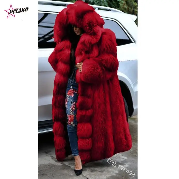 

PULABO y2kest Faux Fur Coat Women Thicken Autumn Winter Warm Hooded Coat Super Long Coats Ladies Coats And Jackets