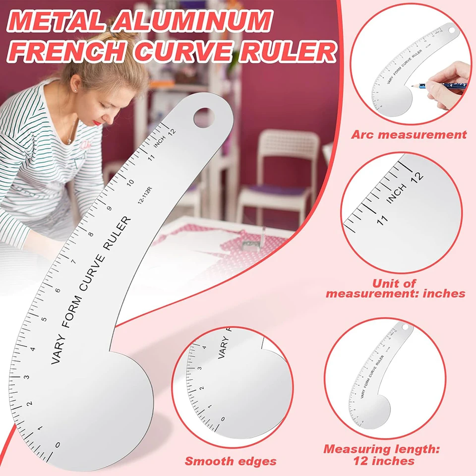 KEARING 24 Inch French Curve Liniaal Set - Transparante Variabele Curve Liniaal Voor Naaien & Patroon Maken