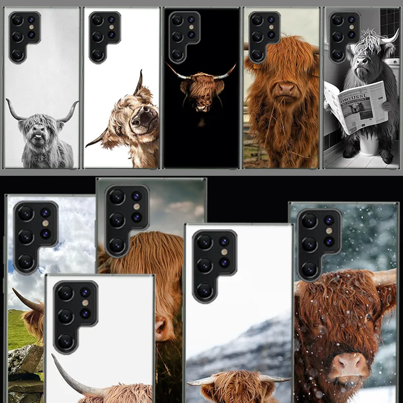 Cute Highland Cow Cover Per Samsung Galaxy S21 S20 Fe S23 S22 S24 Ultra Phone Case S10 S10E S8 S9 Plus S7 S6 Edge Clear Coque L