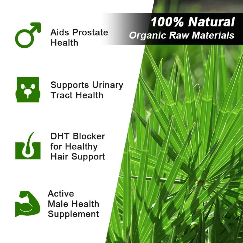 Prostate Saw Palmetto Supplement Men's Prostate Health Support Size Supports Urinary Relief Bladder Control Promotes Hair Growth saw palmetto supplement prostate urinary tract capsules