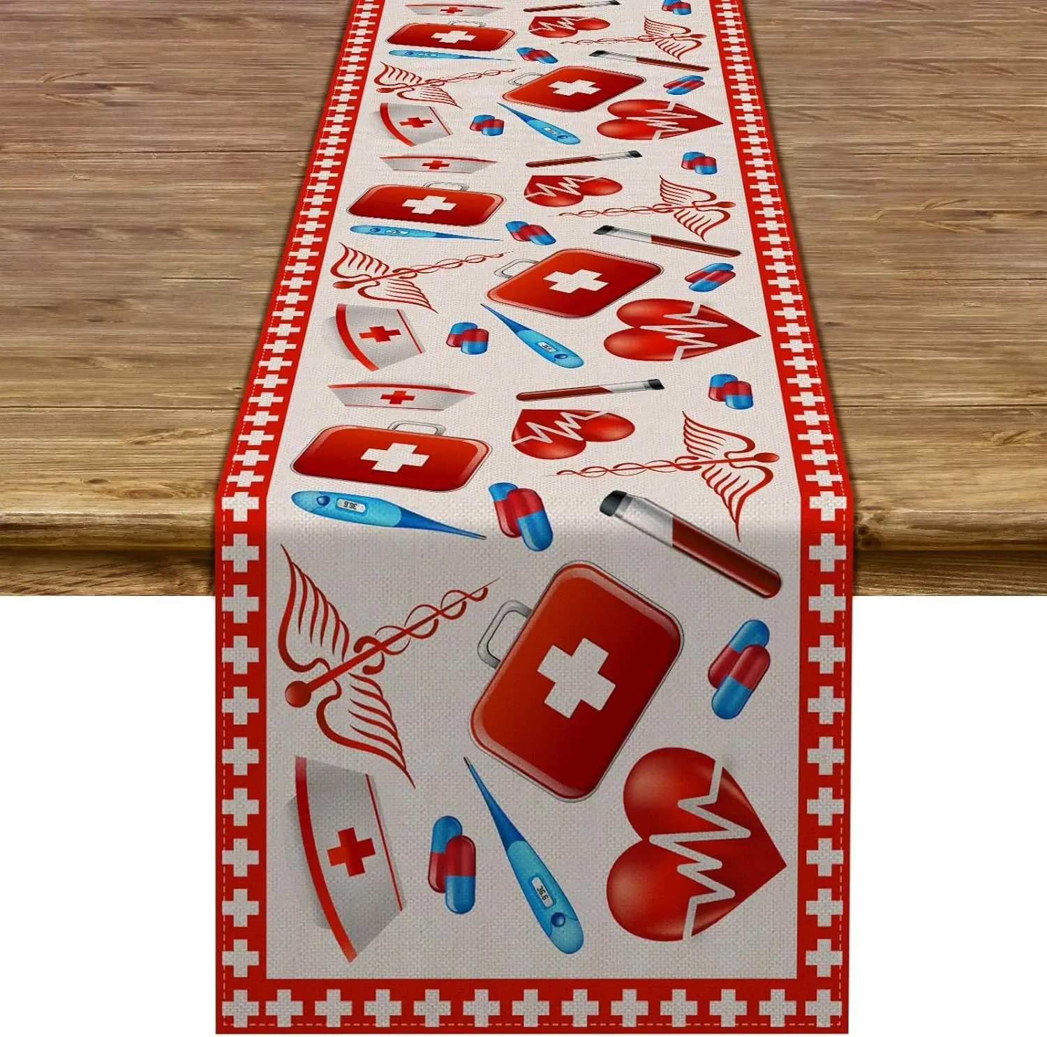 

Льняные настольные бегунки для медсестры, выпускного, медсестры, дня медсестры, над камином, декоративный комод, шарф, декор для стола, столовой