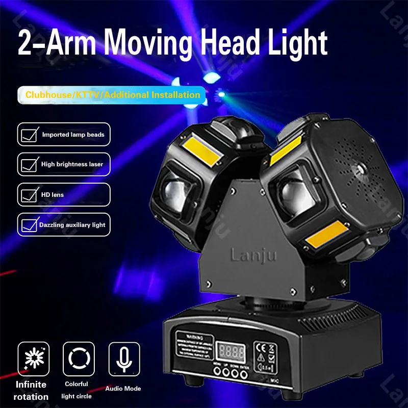 

LED Moving Head Beam Light 2Arm DMX Rotating Strobe Red Green Laser Lights For Wedding Bar KTV Club Home Party DJ Disco Lighting