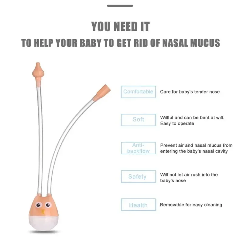 Absorption Cleaner for Infant Anti Reflux Baby Nasal Aspirator Mouth Suction Type Silicone Booger Suction PipeNasal