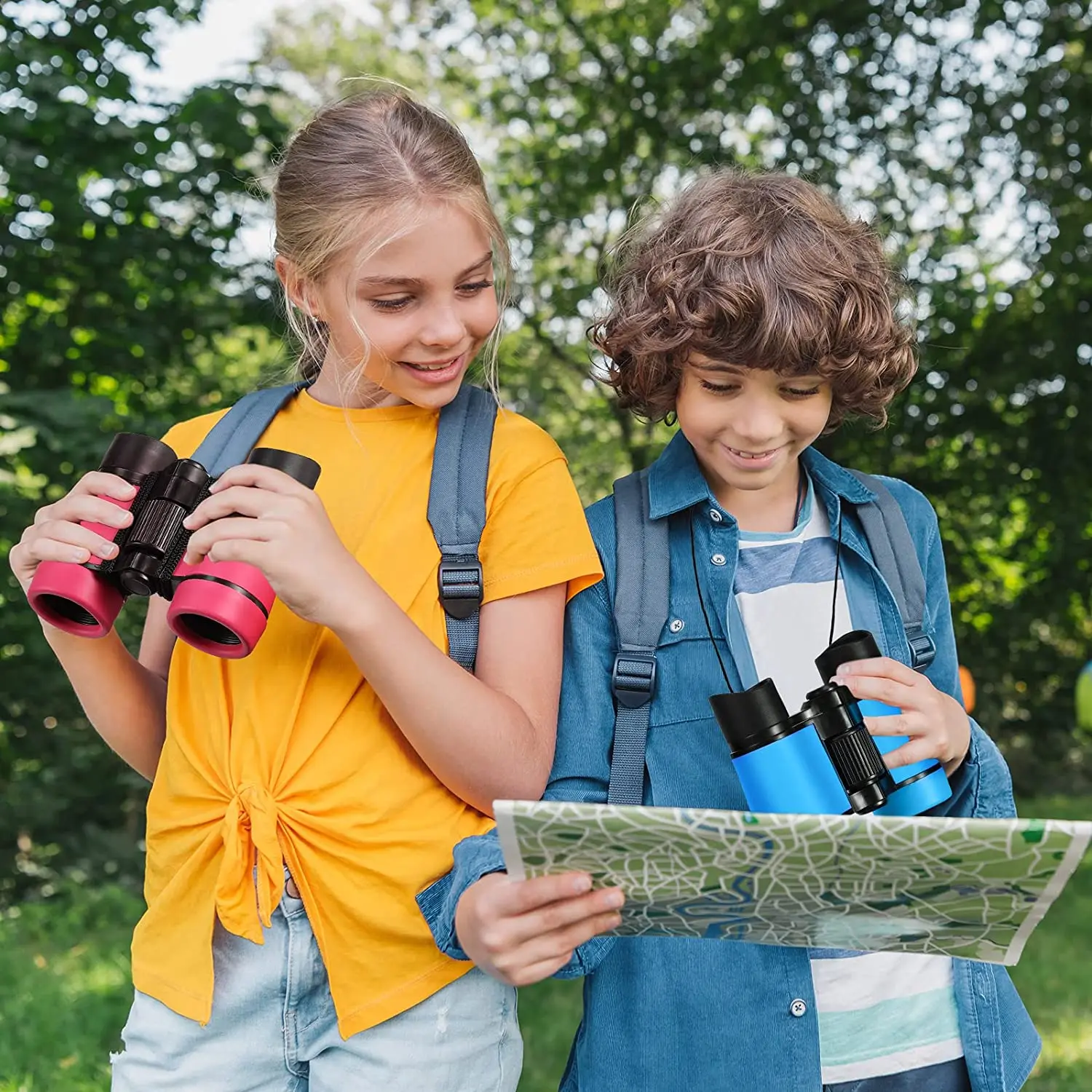 Kids Binoculars Set for Age 3-12 Years Boys Girls Hunting Folding Small Telescope Birthday Gifts Educational Camping Outdoor 5