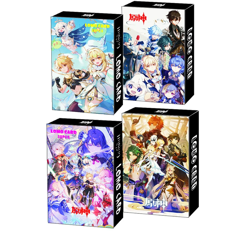 30Pcs/Box Game Genshin Mini Postcard Lomo Cards Photo Card Fans Gift Collection kids Stationery gift kpop photo cards clover postcard