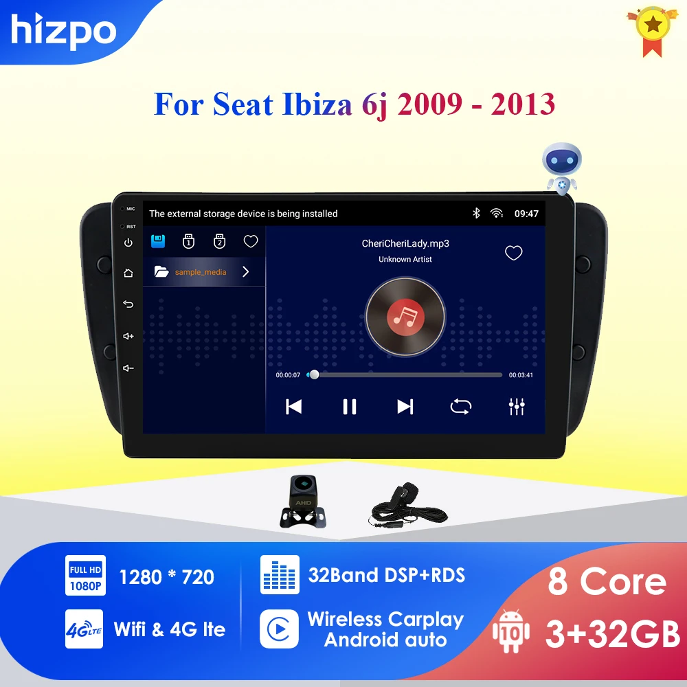 Автомагнитола 2 Din на Android 10 для Seat Ibiza 6j 2009 2010 2012 2013 GPS-навигация радио аудио