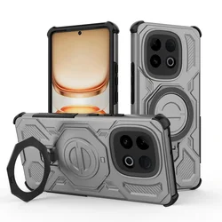 Four - Corner Airbag Anti - Drop Rotatable Magnetic Ring Holder Protective Case for Vivo iQOO Z10 Turbo (GRAY)
