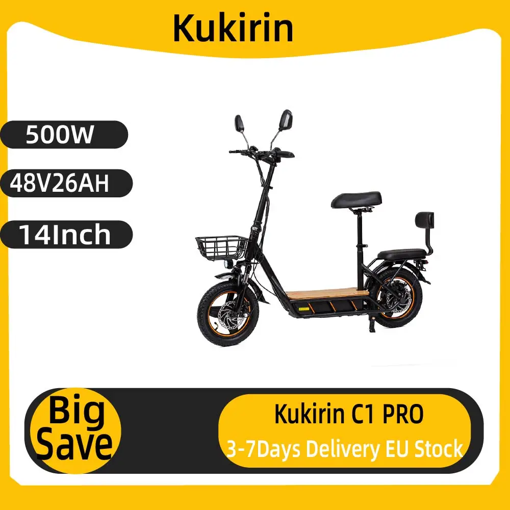 Kukirin C1 Pro PEAK 800W 48V 26AH Monopattino Elettrico Pieghevole per Adulti con Sedile, Pneumatici Fuoristrada da 14 Pollici, Autonomia Massima 100KM