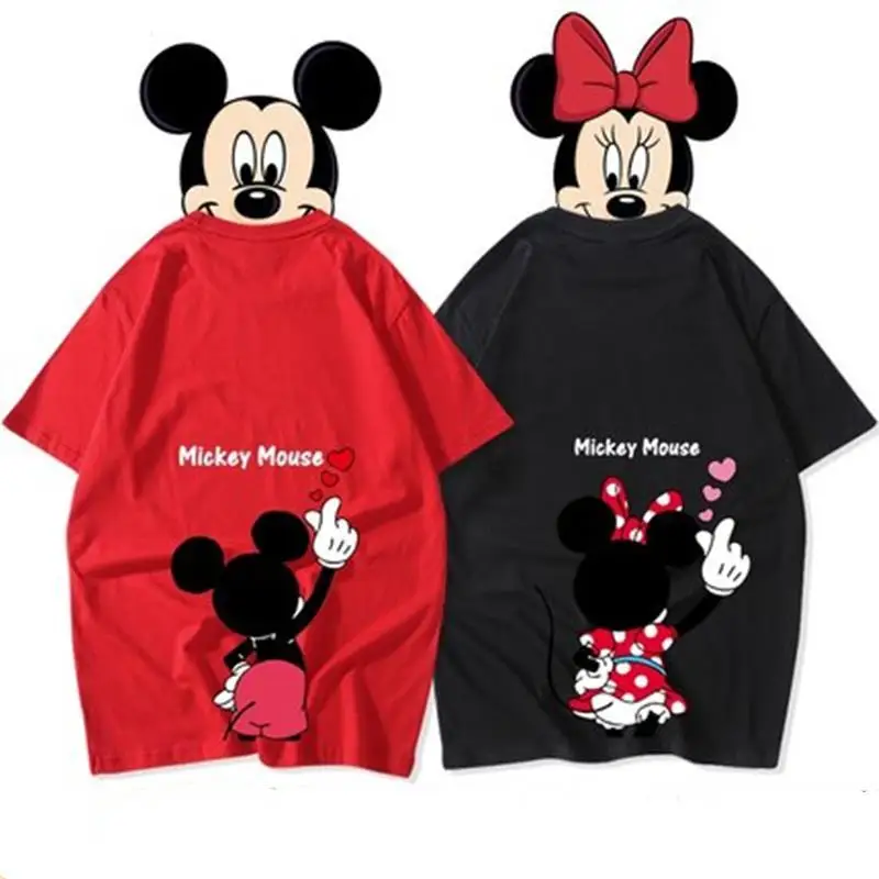 

2023 Summer Short-sleeved T-shirt Boys and Girls Mickey Minnie Donald Duck Korean Student Adult Printed T-shirt