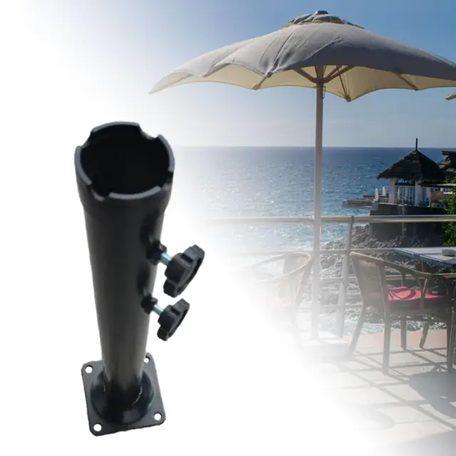 Supporto Per Ombrellone A Cono In Gomma Nero - Adattatore Universale 38mm Per Tavoli Da Patio