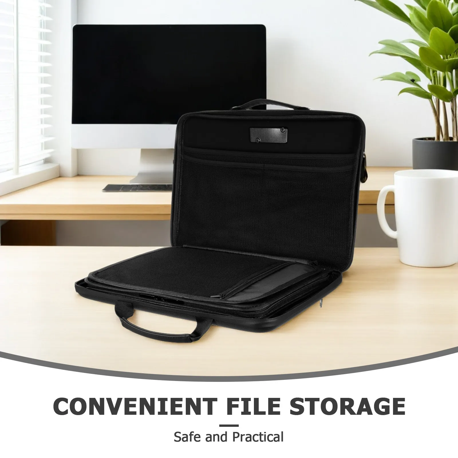 Fireproof Box Portable Folder 13 Pockets Lockable Organizer Case Travel Office Storage Bag Document Pocket_voghion.com