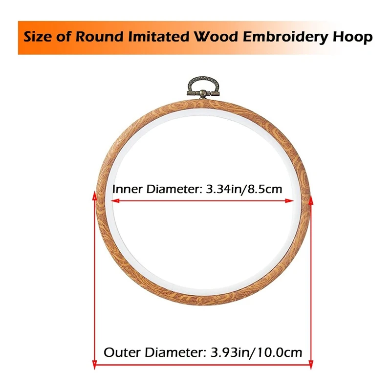 1Set Embroidery Hoops 3.93 Inch Embroidery Frame With Metal Ring Imitated Wood Circle Hoop