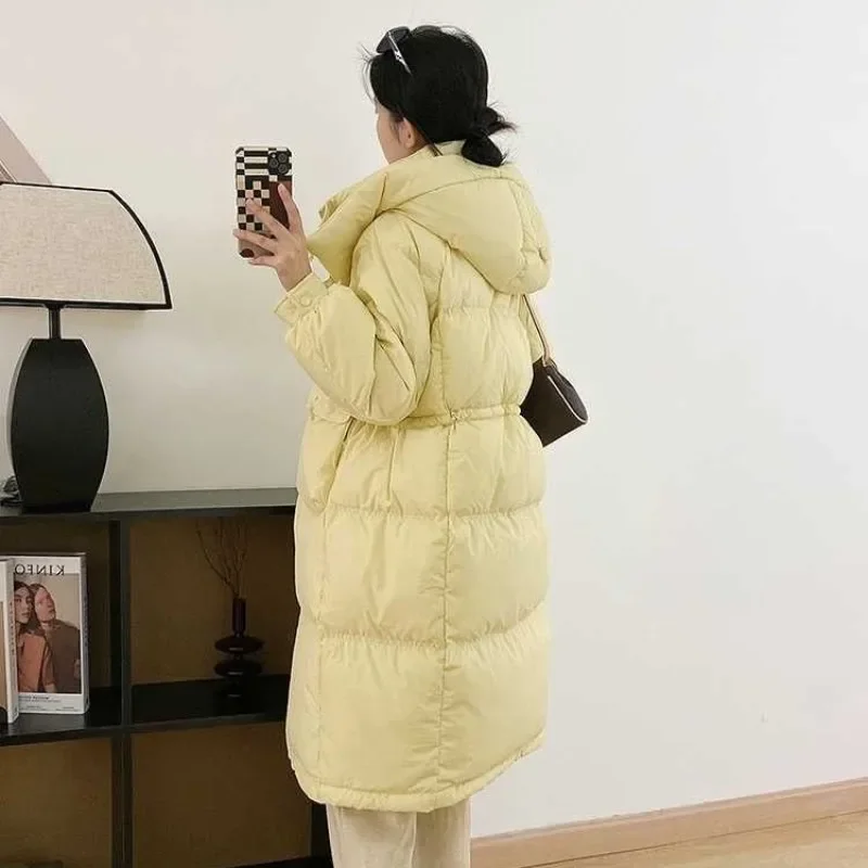 2024 New Women Down Jacket Winter Coat Female Long Hooded Parkas Thicken Warm Outwear Solid Color Large Size Fashion Overcoat