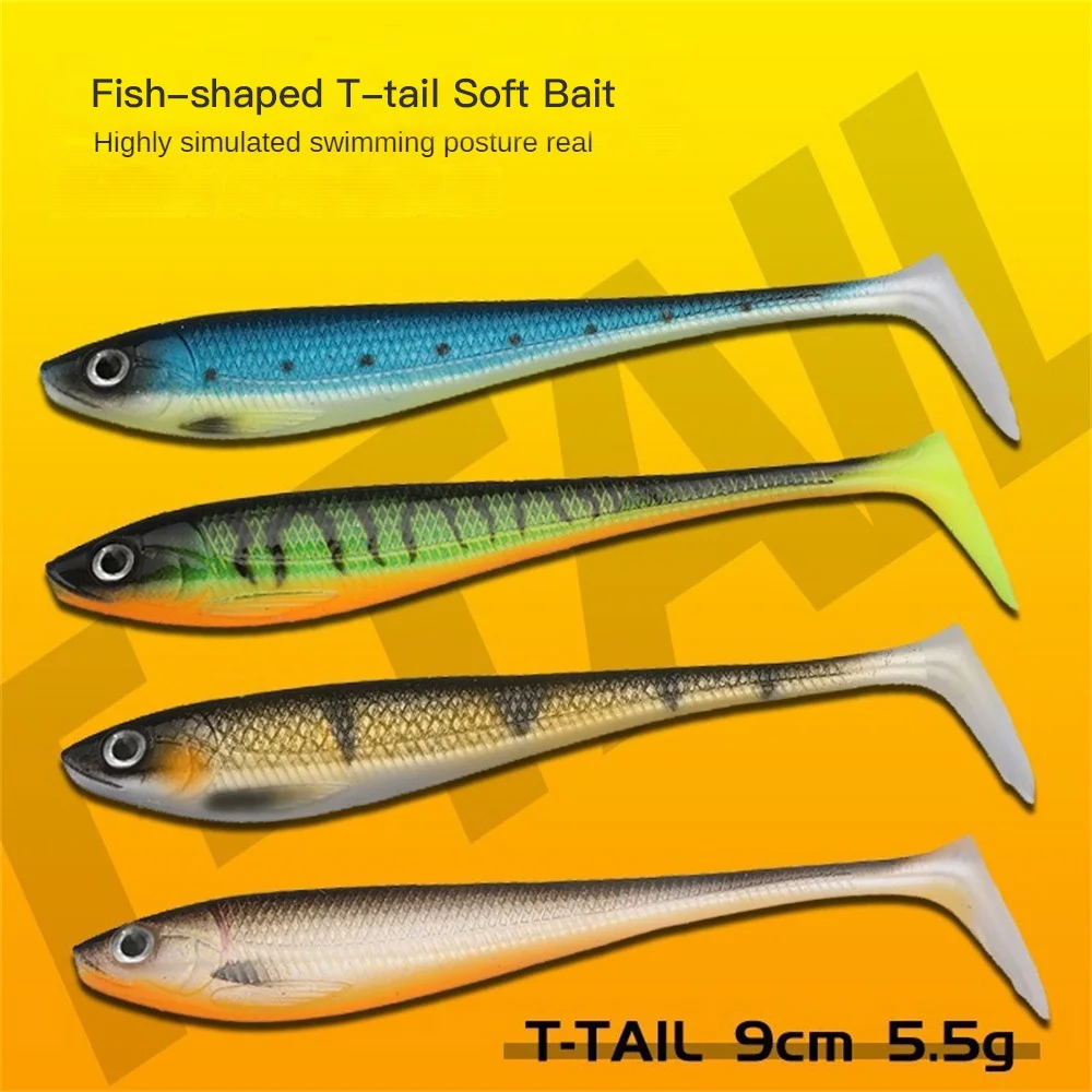 

Fake Bait Plastic 3d Fish Eyes For Bass Fishing T-tail Fish Soft Swimbait Fishing Goods Luya Fake Bait 4 Colors Multicolor