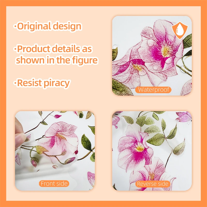 Pink Flowers Plants Vines Butterflies Wall Stickers for Children's Room Living Room Girls Bedroom Decoration Wall Decal Adhesive