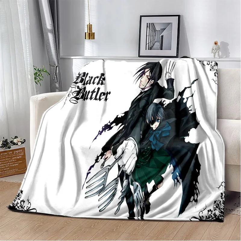 3D Anime Black Butler Cartoon Blanket,Soft Throw Blanket for Home Bedroom Bed Sofa Picnic Travel Office Rest Cover Blanket Kids 5