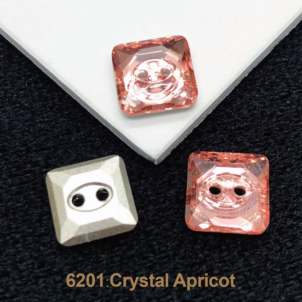 5pcs Crystal Diamond Glass Buttons for Women Clothes Shirts Decoration Two Holes Square Button, 10mm – Detail 2