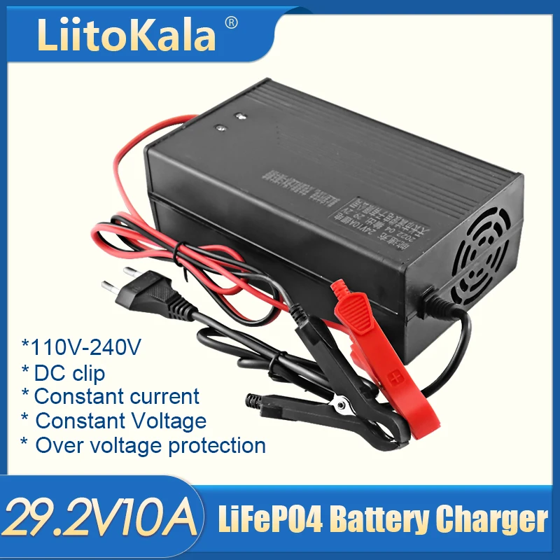

LiitoKala 29.2V 10A Charger Smart Suitable For 8S 24V LiFePO4 Battery electric wheelchair battery Charger universal charger