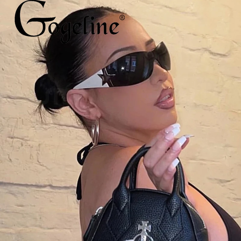 

New Y2k Punk One Piece Sunglasses Five Star Goggle Luxury Brand Sun Glasses 2000's Shades Eyewear UV400 Female Designer Glasses