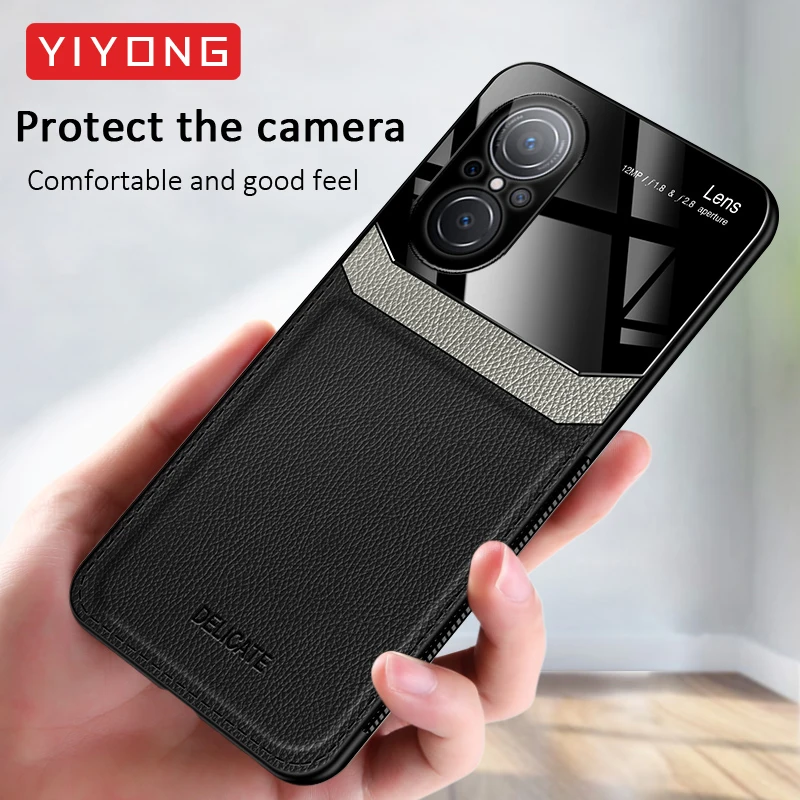 Nova9 SE Case YIYONG Soft Frame Leather Texture PC Cover For Huawei ...