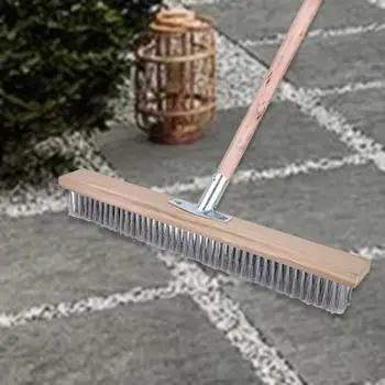 Stainless Steel Wire Brush Floor Scrub Brush Head Rough Tough Push Broom Scrubber Brush for Cleaning Steps Swimming Pool 50cm 1