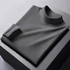 Men's Long Sve Thermal T-irt Double-sided Fce f-high Collar Warm Top Versatile Body Fit Polyester Casual Sle