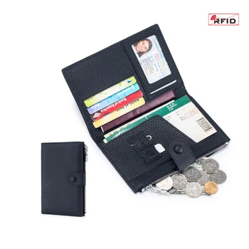RFID ultra-sottile in vera pelle porta passaporto portafoglio multifunzionale porta passaporto porta documenti borsa portaoggetti
