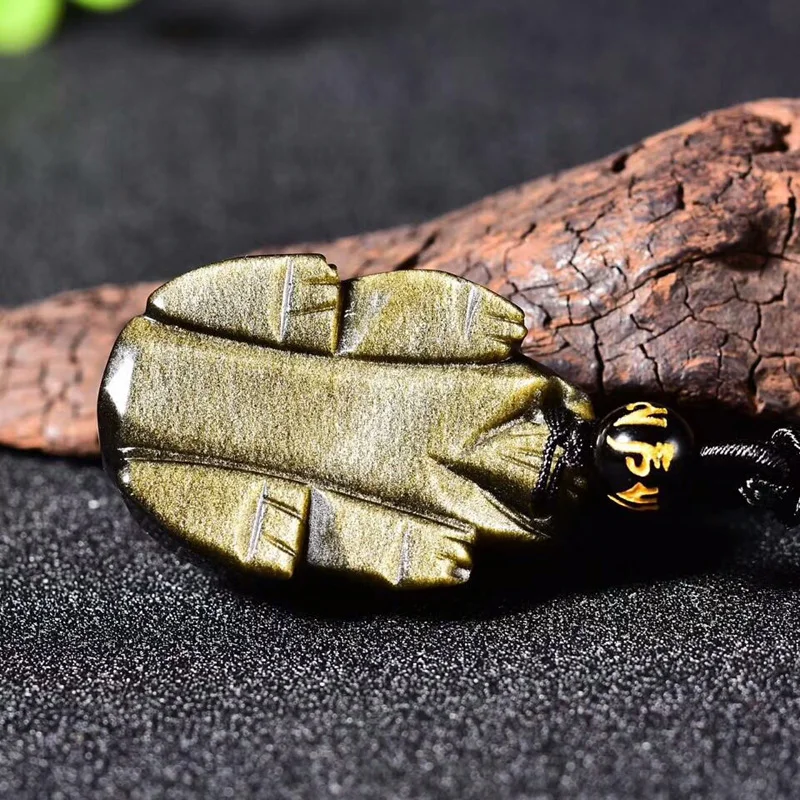 Gold Obsidian Dragon Turtle Pendant With Black Beads Necklace Men Jewelry For Women Fashion Bless Peace Pendants pendulo