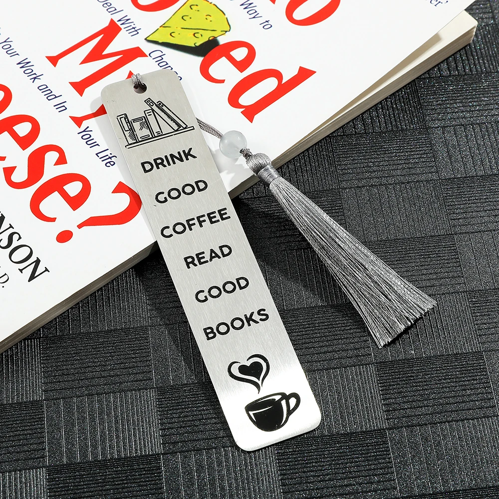 Drink Good Coffee Read Good Books Engraved Bookmarks Metal Bookmarks Stationery School Supplies for Book Lovers Teacher Gifts metal bookmark bookmarks stationery supplies