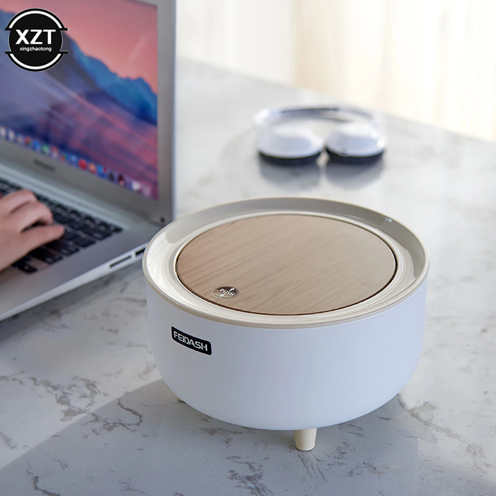 Mini Garbage Can Japanese Desktop Trash Can Simple Press Trash Storage Bin Cute Round Car Dustbin Table Bin,car trash can