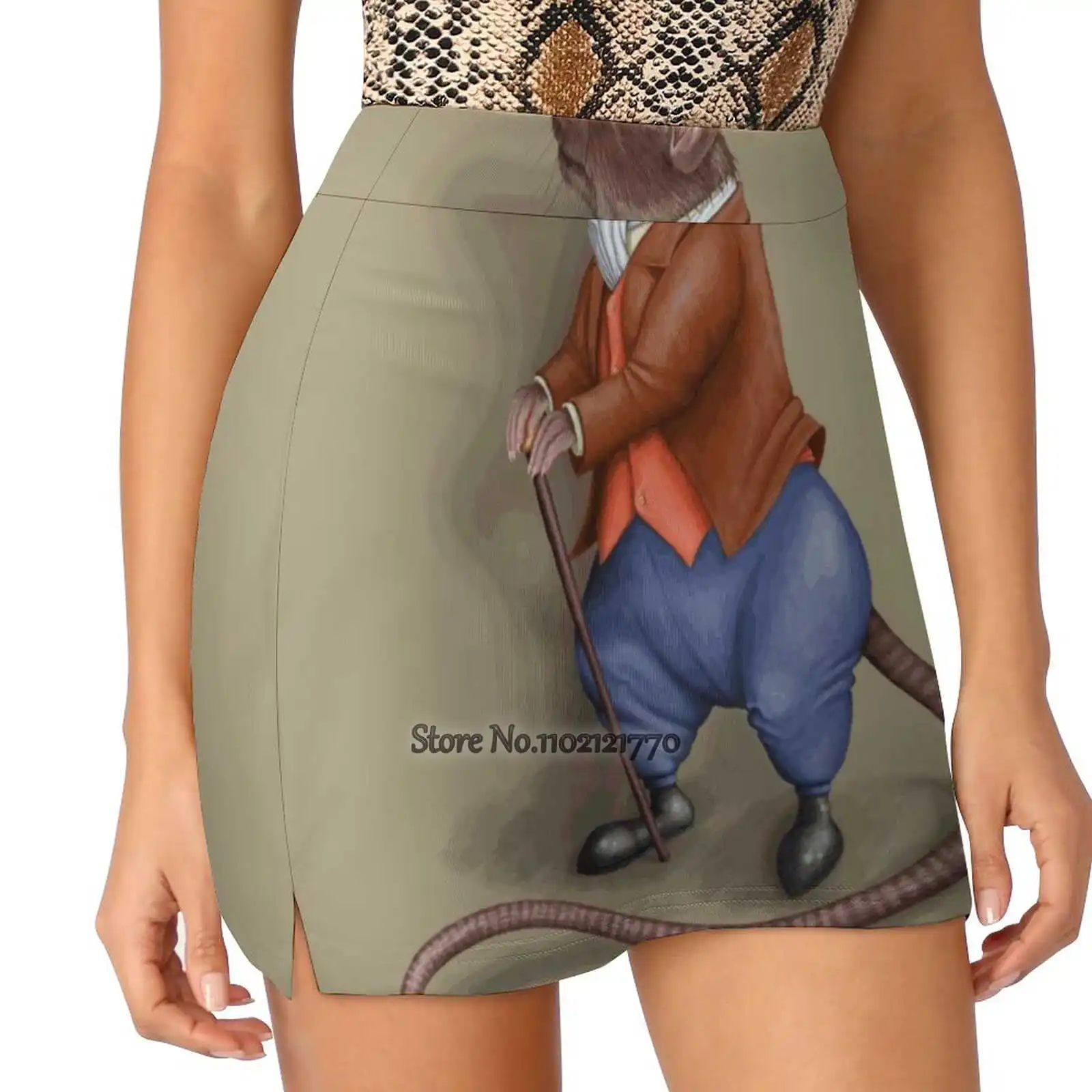 

Little Lord Biscuit Women'S Summer Fake Two Piece Skirts Casual Sports Beach Skirt Girl Skorts Rat Pet Rat Rat Art Rat Portrait