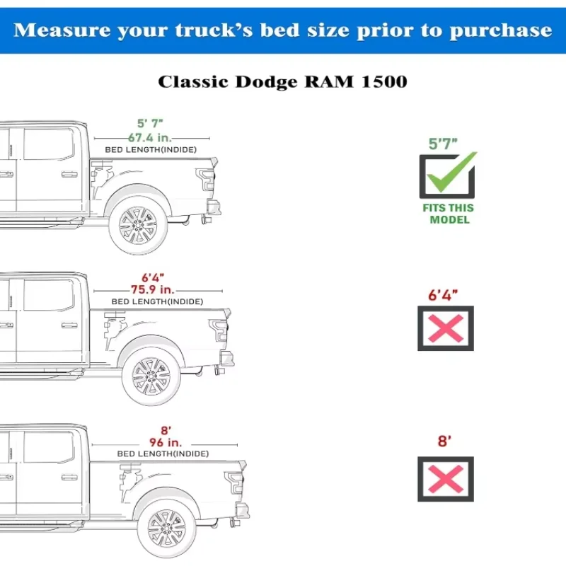 |HTF011|Fits 2009-2025 Dodge Ram 1500 5' 7" Bed Without,Hard Folding Truck Bed Tonneau Cover 3