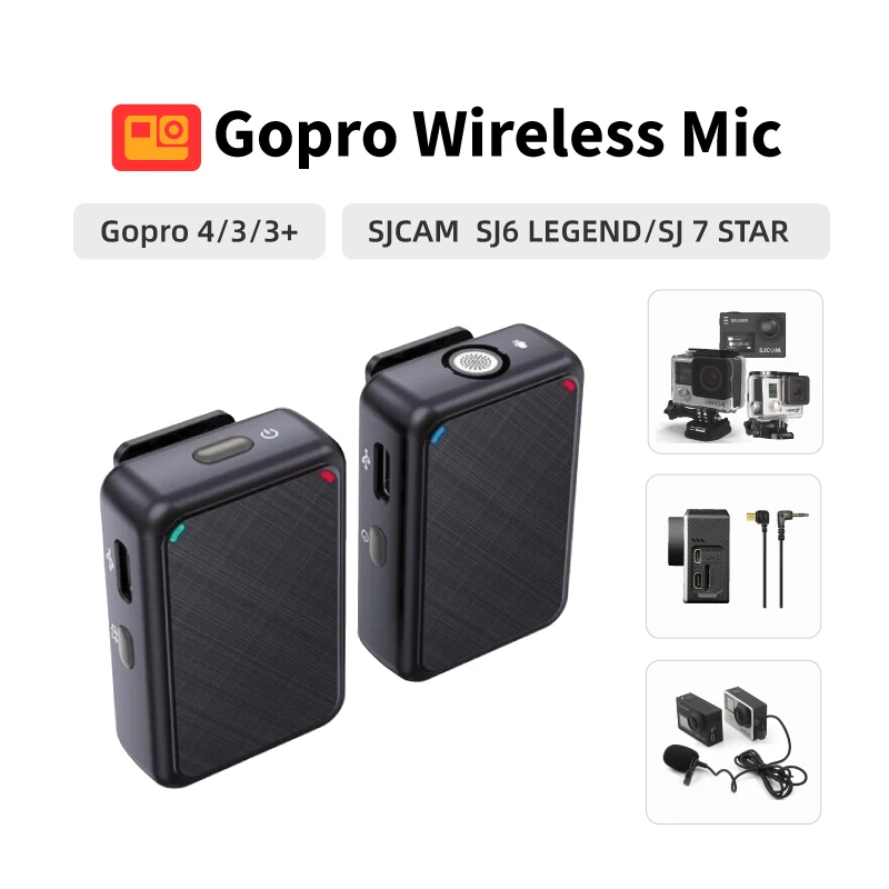 

wireless microphone for Gopro action camera 4/3/3+ for Sjcam SJ6 legend SJ7 STAR external mic adapter clip microphone adapter