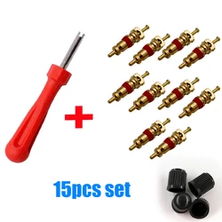 High-Quality Copper Tire Valve Core and Stem Remover Tool for Cars, Motorcycles, Bikes, and Bicycles (15pcs set)