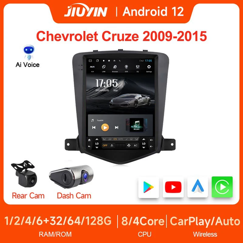 JIUYIN 9.7 Inch Multimedia Player For Chevrolet Cruze Car Radio Stereo Android Auto Apple Wireless Carplay Screen with Frame GPS