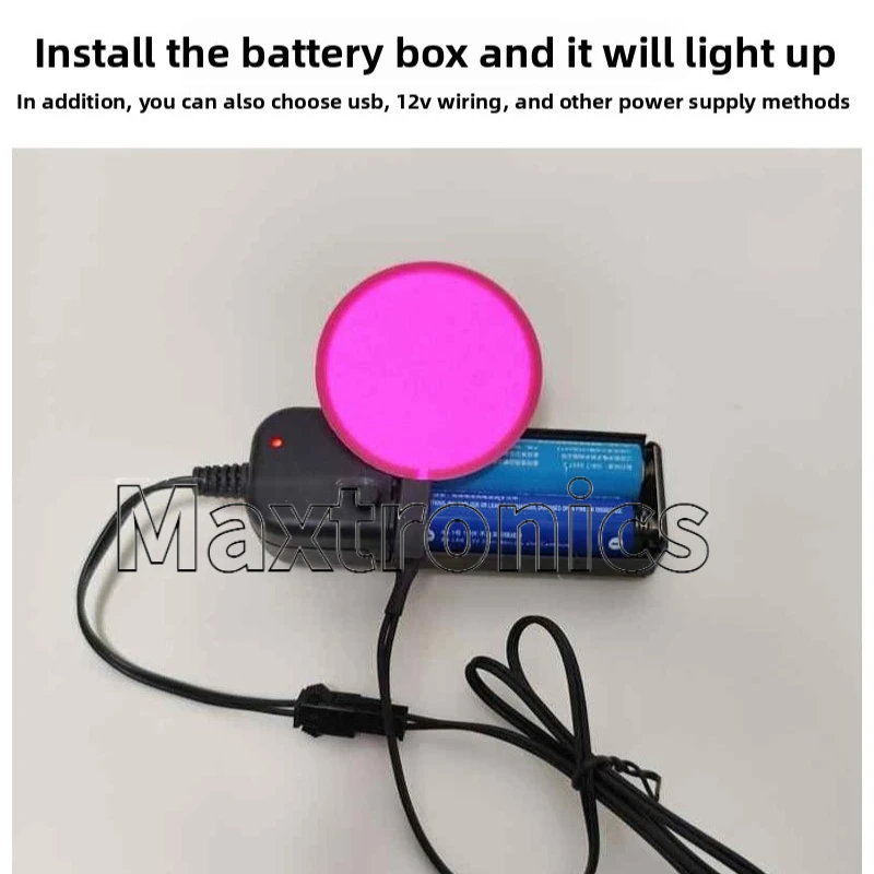 D5cm 초박형 EL 원형 냉광 패널 칩 노란색/흰색/빨간색/분홍색/녹색 3V/5V/12V LED 마스크 백라이트 파티 장