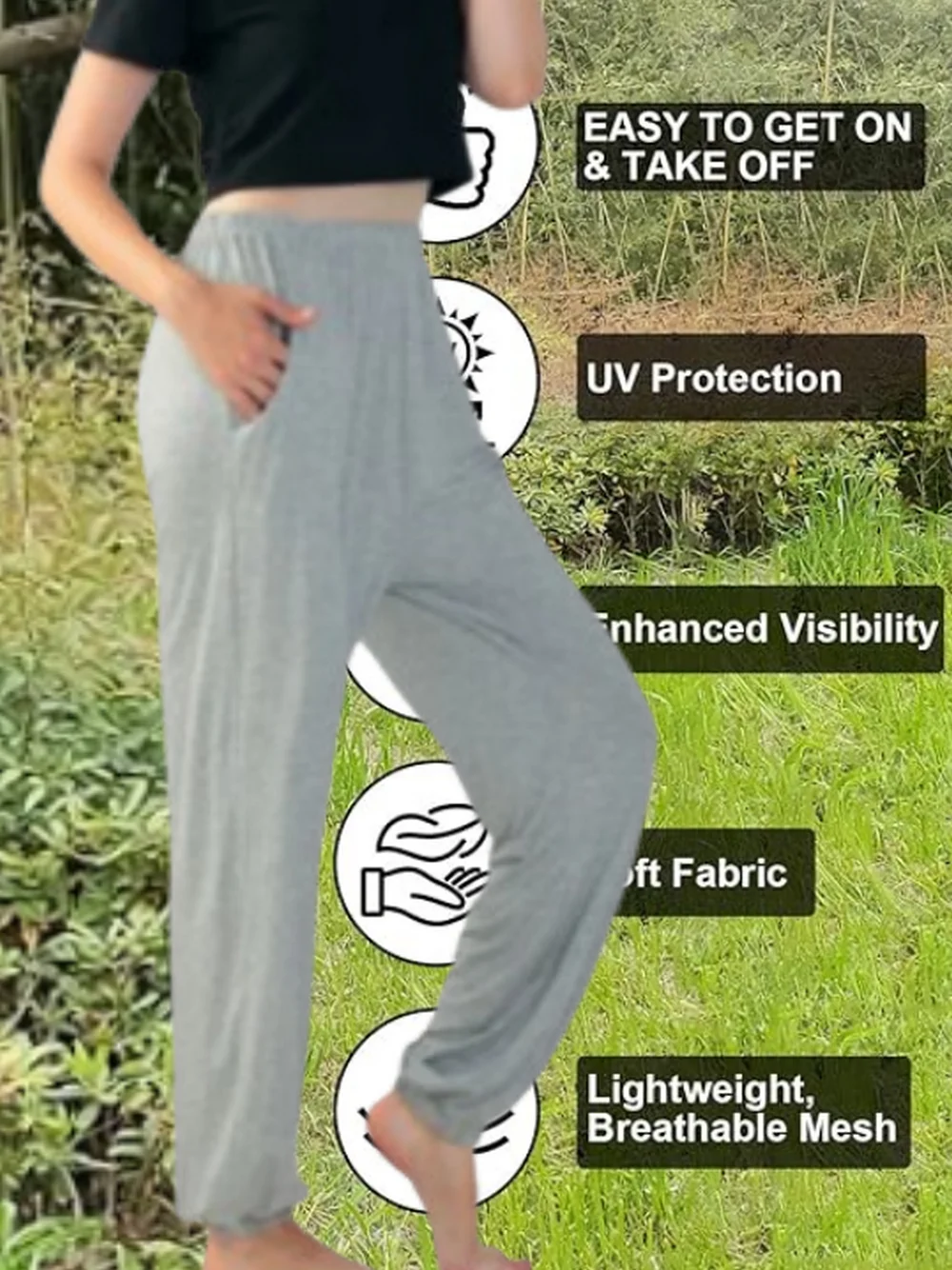 Plus Size, dehnbare, atmungsaktive Hose mit weitem Bein, weiche, bequeme Alltagshose, für Fitness, Yoga, Outdoor, Jogger, M, L, XL, 3XL, Insektenschutz – Detail 17