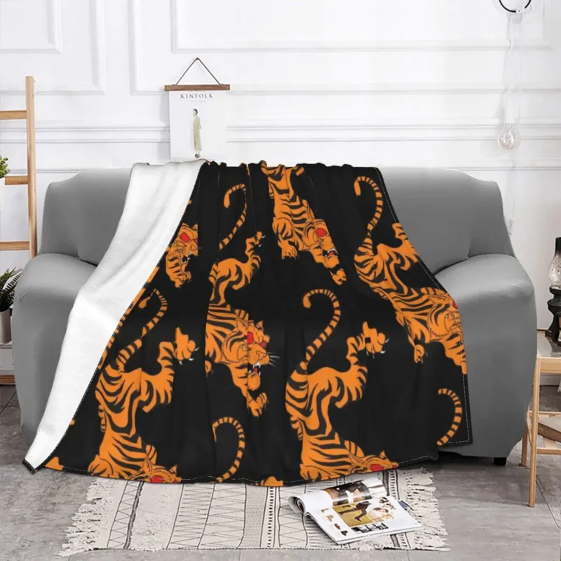 

Tiger Design Blankets Coral Fleece Plush Printed Jungle Predator Multifunction Warm Throw Blanket for Bed Office Bedding Throws