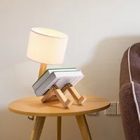 Wooden Robot Shape Creative Table Lamp Indoor Study Fashion Reading Desk Lamp Nordic Modern Desktop Decorative Night Light 1