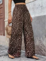 Women Plus Size 1XL-5XL  Casual  Floral Print Wide Leg Pants Female Fashion Elegant Drawstring High Waisted Loose Long Trousers - Image 6
