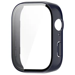 Premium Full Protective Glass Case with Tempered Glass Film - Screen Protector (Ink blue)
