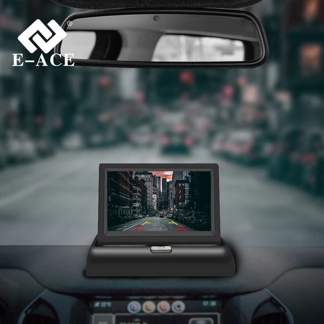 E-ACE 4.3" Car Rear View Camera Monitor Folding Easy Installation Car Parking System Camera Automotive Electronic Accessories