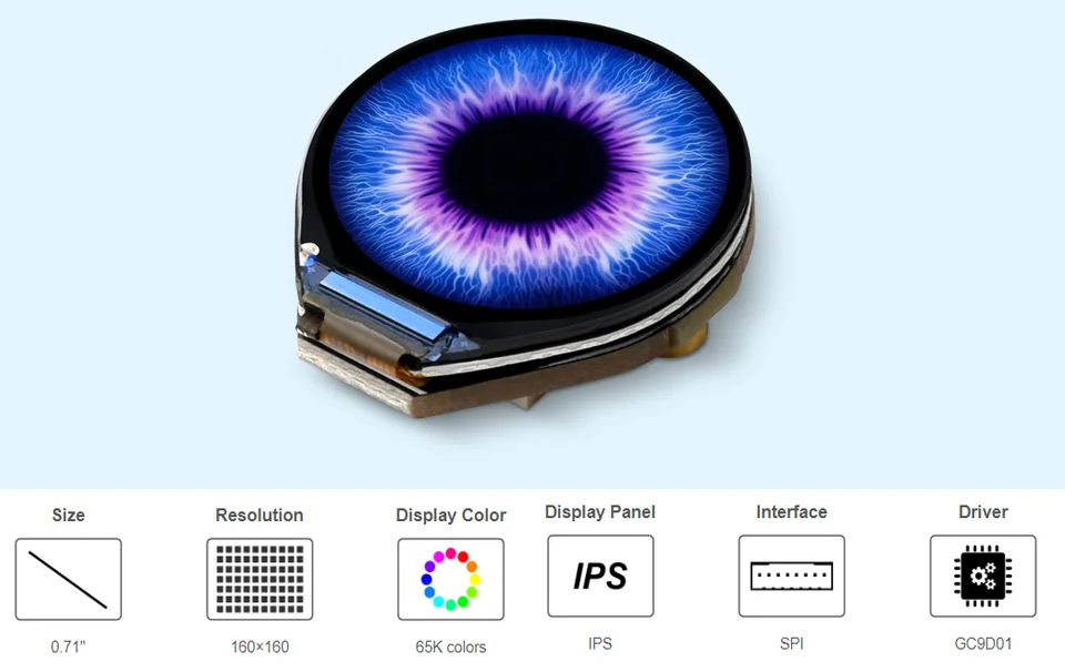 Pantalla LCD redonda electrónica EYE de 0,71 pulgadas para Arduino Raspberry Pi ESP32 Pico STM32