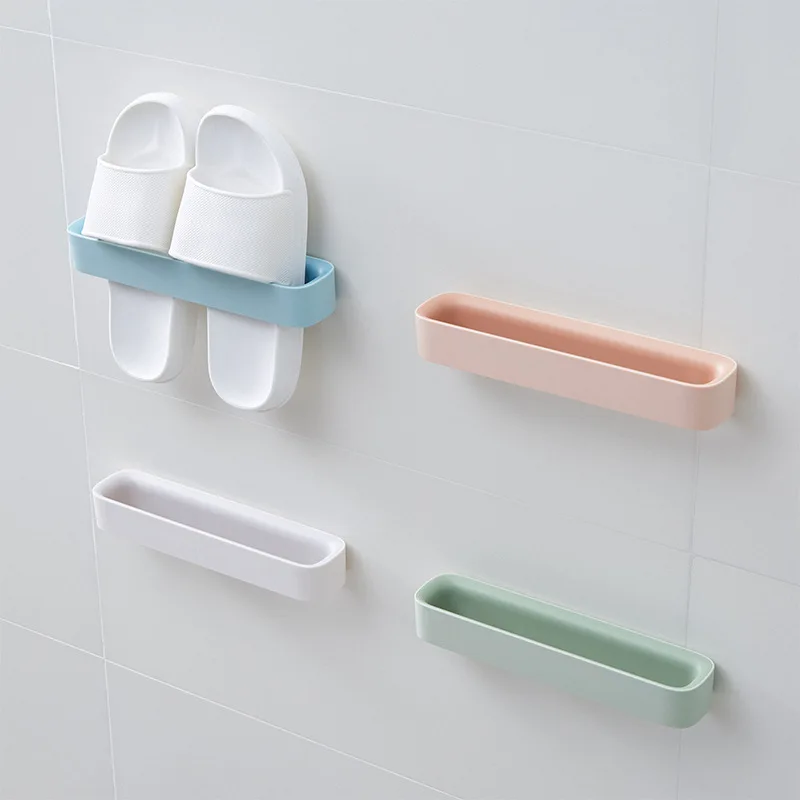 Wall-Mounted Shoe Storage Rack Shoe Organizer Self-adhesive Stand Shelf Slippers Rack Storage Hook Wall Hanging Hanger shoe organizer
