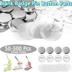 Blank Badge Pin Button Maker Parts Set with Materials for Button Press Machine Badges, 25-75mm, 50-500pcs (300-Pcs)