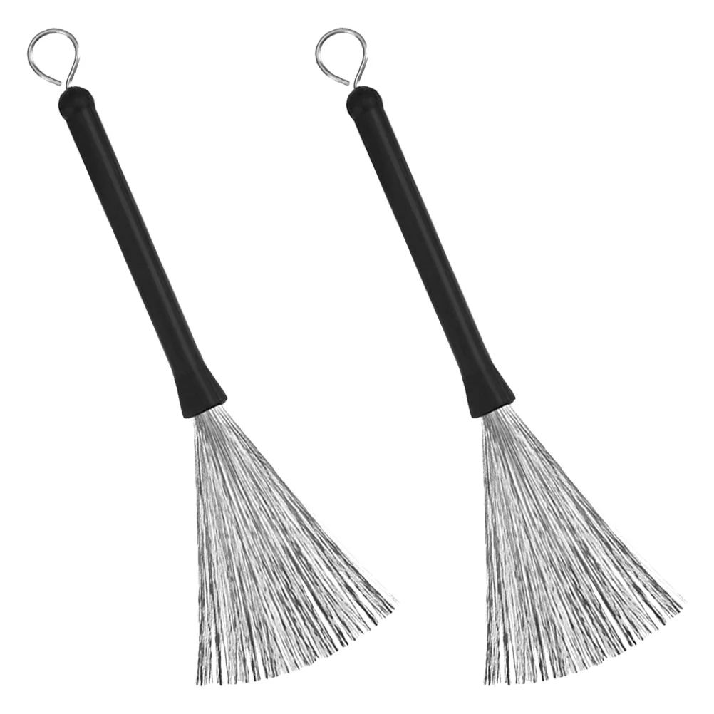 

2pcs Drum Brushes Percussion Instrument Brushes Stainless Steel Drumstick Wire Brushes