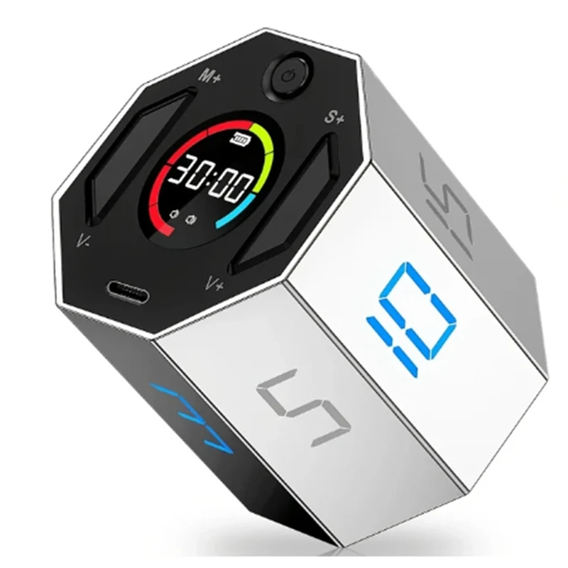 

Digital Desk Cube Timer Digital LED Alarm Clock USB Electronic Countdown Stopwatch Magnetic Timer Durable